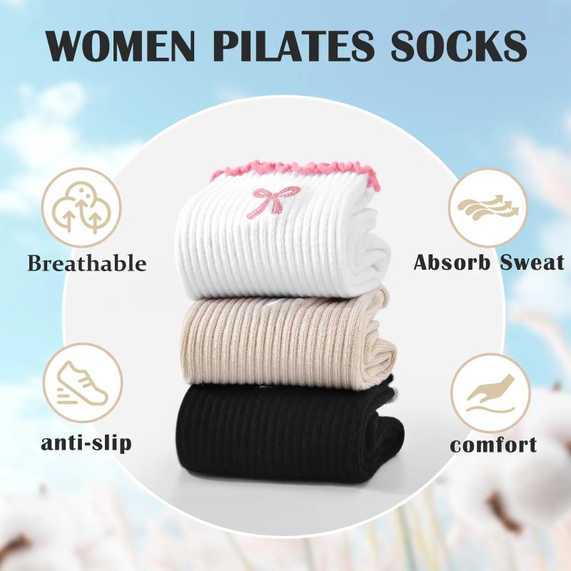 Pilates & Yoga With Harna - Professional Yoga Socks, Cotton Strap Silicone